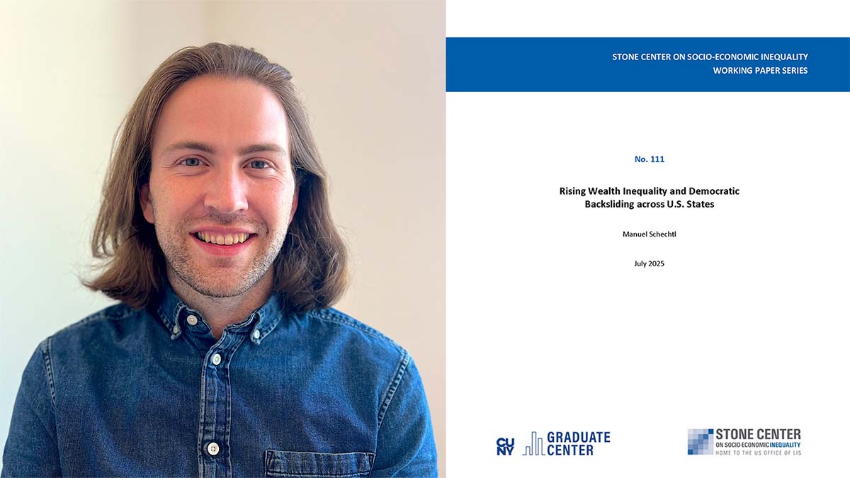 Headshot of Manuel Schechtl next to cover page for the Stone Center Working Paper discussed in the piece.