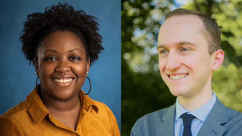 Headshots of Jasmine Simington and Chris Pulliam